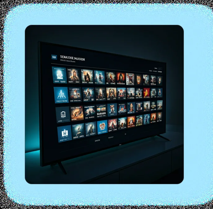 IPTV player interface shown on a television